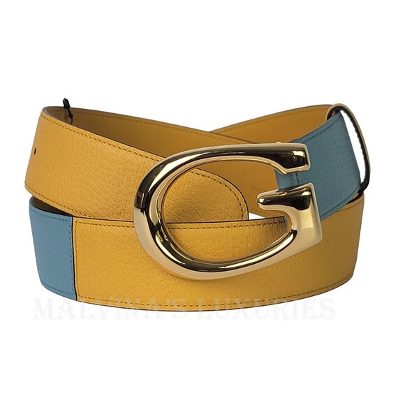 GUCCI BELT 709954 G LOGO BUCKLE TWO TONE LEATHER NEW - Picture 7 of 14